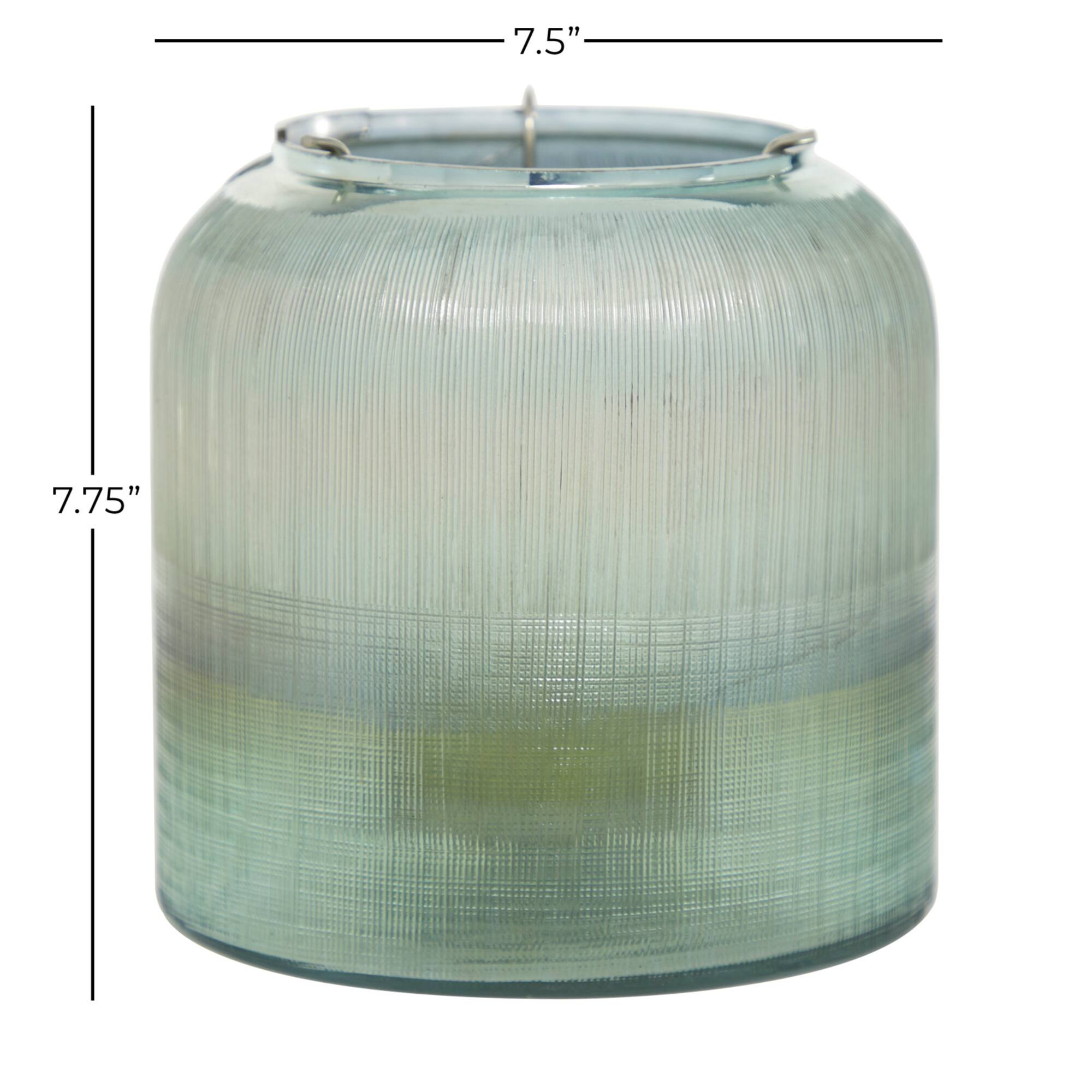 8" Turquoise Glass Contemporary Candlestick Holder